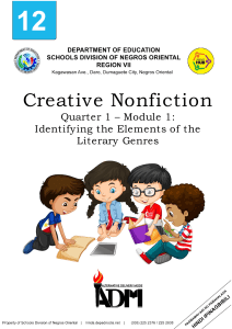 Creative Nonfiction Module: Literary Elements