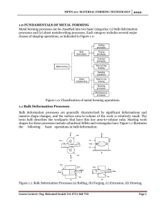 Material Forming Technology Course Material