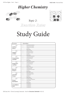 Higher Chemistry Reaction Rates Study Guide