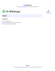 HL IB Biology: Water Revision Notes