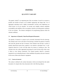 Quantity Take-Off in Cost Estimating