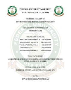 Housing Quality & Light Assessment in School Hostels