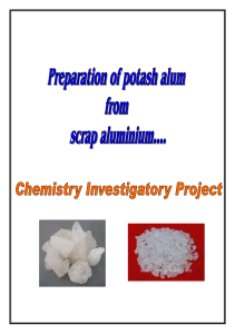 Potash Alum Preparation Project Report