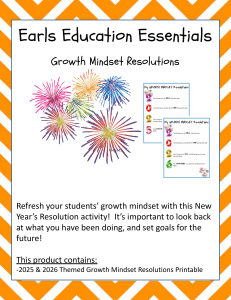 Growth Mindset Resolutions Worksheet 2025 & 2026