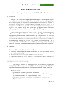 Farm Animal Anatomy & Weight Lab Exercise