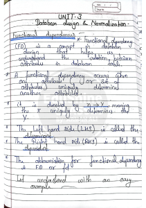 DBMS Unit 3 One shot 