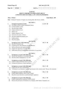 Constitution of India, Law & Engineering Exam Paper