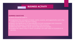 Business Activity: Needs, Wants, Scarcity, and Value