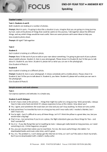 Speaking Test Answer Key