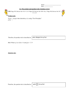 Calculus Product & Quotient Rule Worksheet