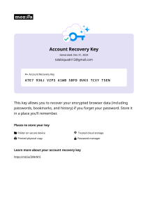 Account Recovery Key Information