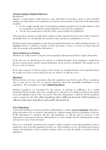 Statistical Inferences & Decision Making