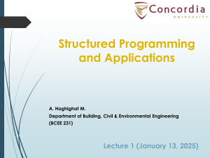 Structured Programming & MATLAB Intro