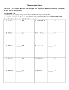 Distances in Space Worksheet: AU & Light-Years