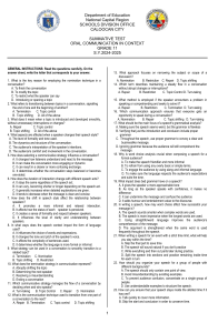 Oral Communication Summative Test Grade 11