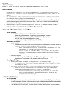 Old Regime Society & Economy Outline