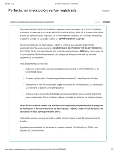 Confirmación Inscripción SENA: Desarrollo Productos Electrónicos