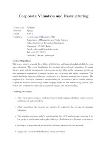 Corporate Valuation & Restructuring Course Syllabus