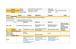 Grade 9 Earth Science Daily Lesson Log: Volcanoes