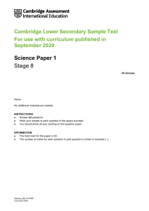 Stage 8 Science Sample Test