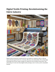 Digital Textile Printing: Revolutionizing Fabric Industry