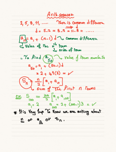 arithmeetic and geometric sequence notes