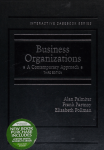 Business Organizations Casebook, 3rd Edition