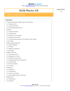 IGCSE Physics CIE Revision Notes: Motion, Forces, Energy