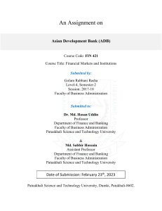 Asian Development Bank (ADB) Assignment