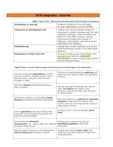 Food Aid Types & Impacts Worksheet