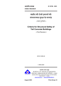 IS 16700: Structural Safety of Tall Concrete Buildings