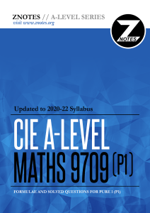 CIE A-Level Maths 9709 P1 Formulae & Solved Questions