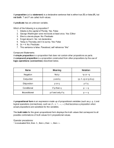 Propositional Logic: Propositions & Connectives