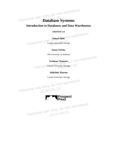 Database Systems Textbook: Intro to Databases & Data Warehouses