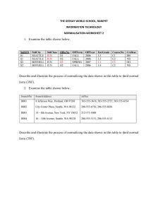 Database Normalization Worksheet