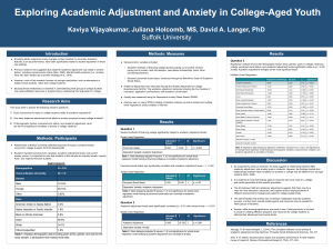 Exploring Academic Adjustment and Anxiety in College-Aged Youth