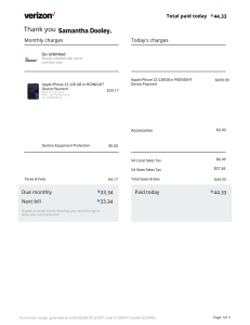 Verizon iPhone 13 Receipt