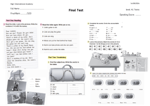 A1 English Test for Teens