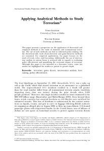 Analytical Methods to Study Terrorism