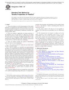 Tensile Properties of Plastics Test Method D638