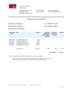 SFU Official Receipt: 2025 Spring Term Fees