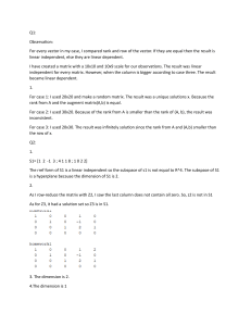 Linear Algebra Homework: Independence, Rank, Subspaces