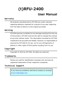 (t)RFU-2400 User Manual: Wireless Modem Setup & Specs