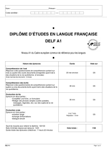 Examen DELF A1 : Compréhension et Production