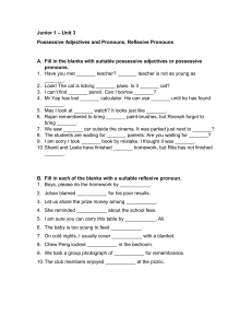 Junior 1- unit 3 - Possessive Adjectives and Pronouns, Reflexive Pronouns (student)