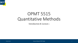 Quantitative Methods: Descriptive Statistics