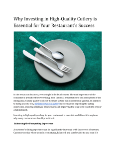 Why Investing in High-Quality Cutlery is Essential for Your Restaurant's Success