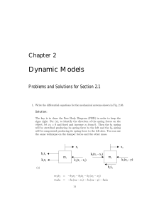 Dynamic Models: Differential Equations for Mechanical Systems