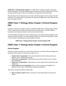 CBSE Class 11 Biology Notes: Animal Kingdom