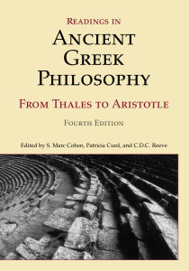 Ancient Greek Philosophy Readings: Thales to Aristotle